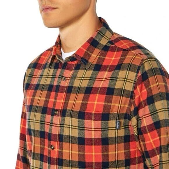 Eddie Bauer Mens Flannel Shirt XXL Orange Bristol Harvest Plaid Button Up Cotton - Picture 2 of 14